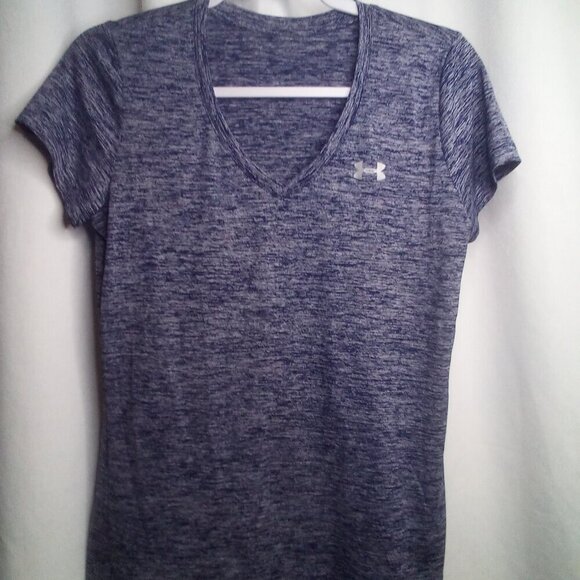 Under Armour Shirt Women S ? V-neck Short Sleeve Active Athletic Blue - Picture 15 of 16